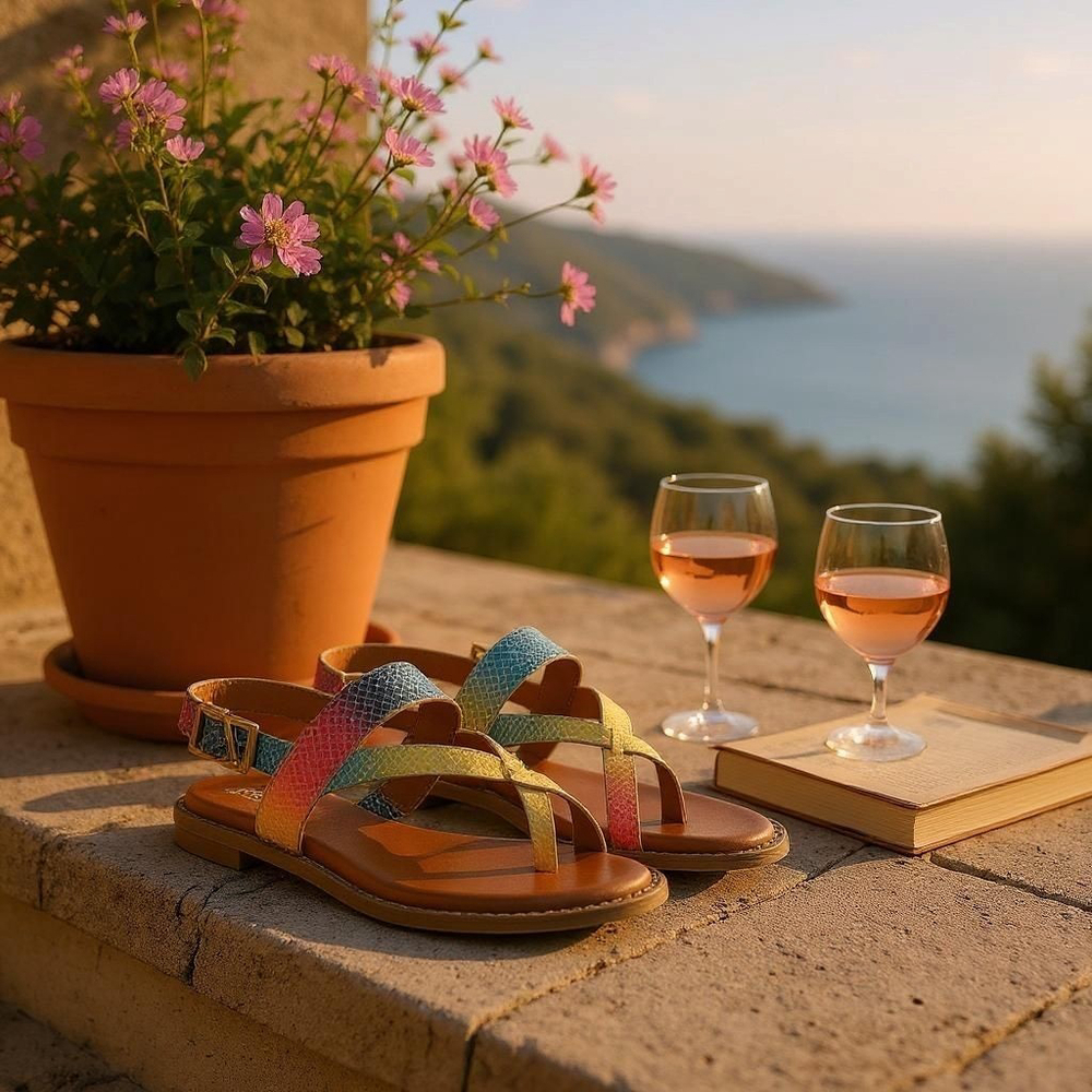 Franco Sarto Women's Gabby Multi Snake Print Sandals 10 M Rainbow Brazil